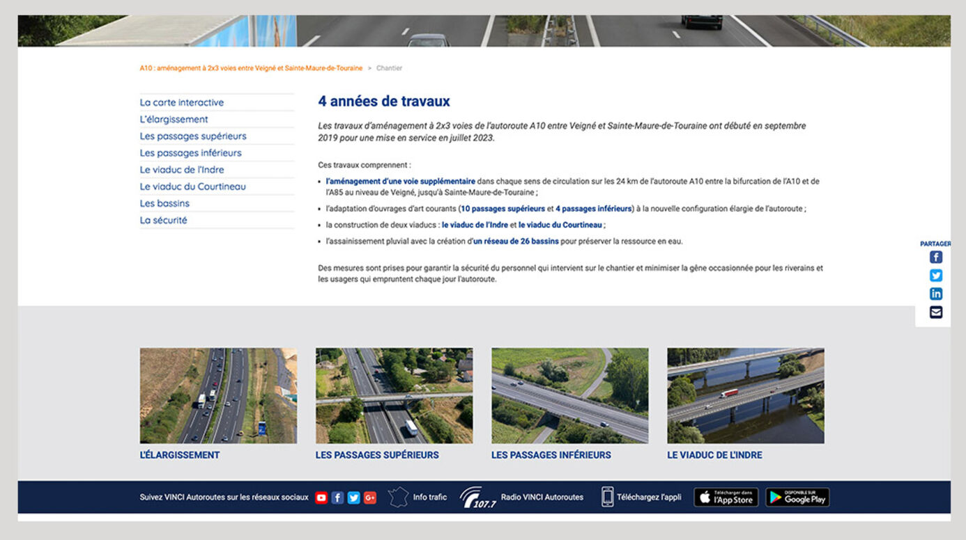 site internet VINCI Autoroutes A10