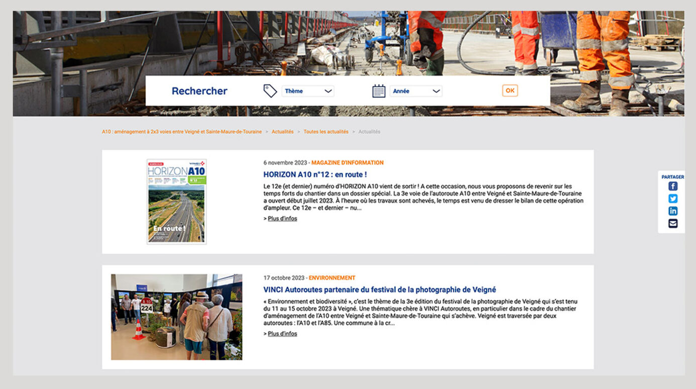 site internet VINCI Autoroutes A10