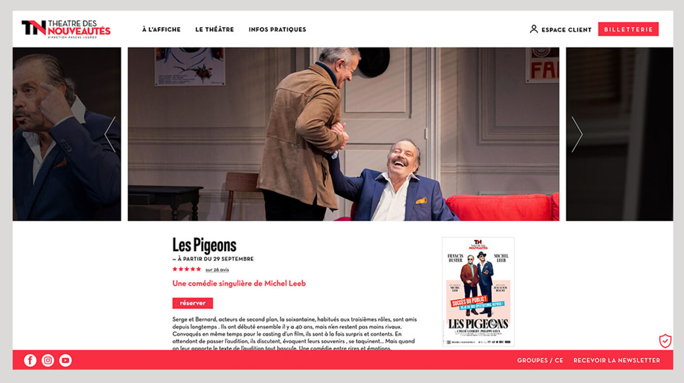 site internet du Théâtre des Nouveautés