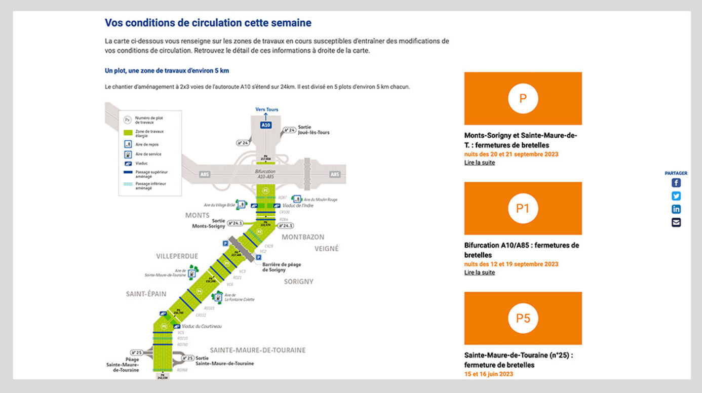 site internet VINCI Autoroutes A10