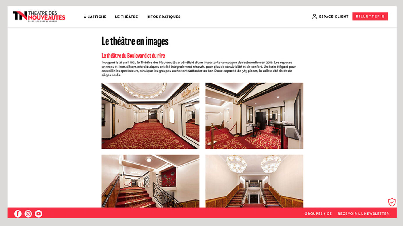 site internet du Théâtre des Nouveautés